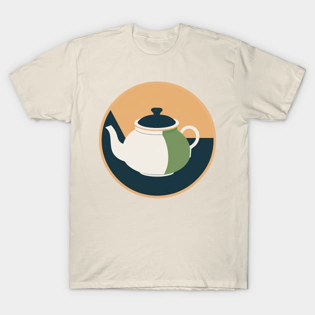 Modern Teapot Circular Design T-Shirt by CursedContent